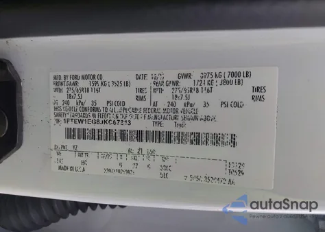 2018 Ford F-150 Lariat from USA, damaged, VIN 1FTEW1EG8JKC67313